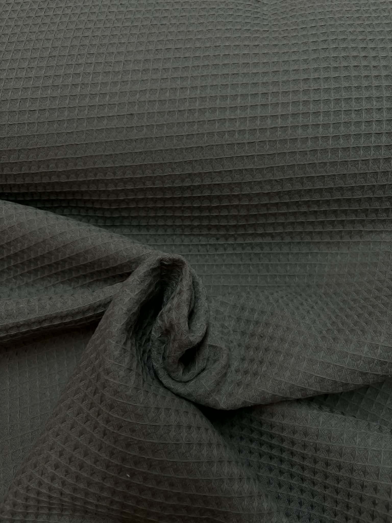 Coton gaufré (nid d'abeille) gris charcoal