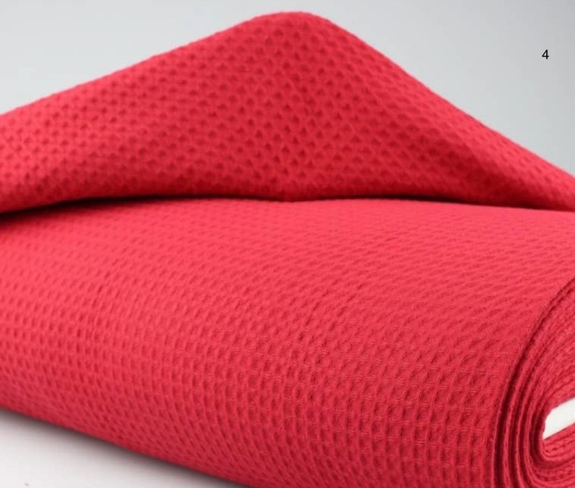 Coton gaufré (nid d’abeille) rouge